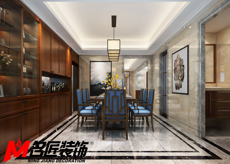 新中式风格室内装修设计效果图-南昌御景江南三居133平米