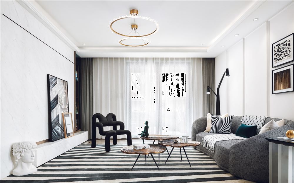 南昌室内装修风尚国际129平米三居-法式轻奢风格室内设计家装案例