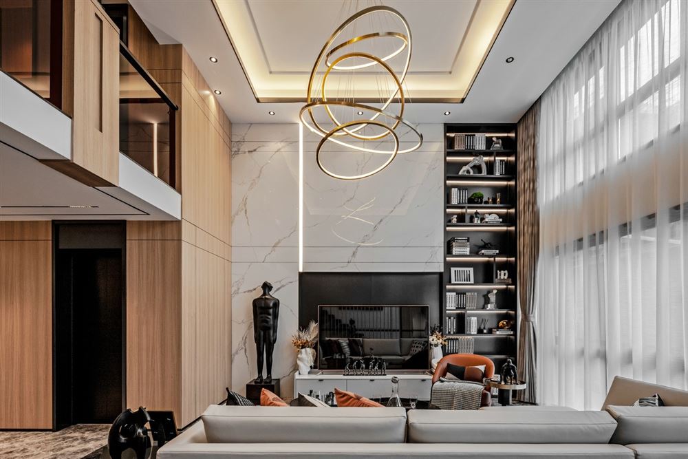 南昌室内装修骊都国际202平方米复式-现代轻奢风格室内设计家装案例