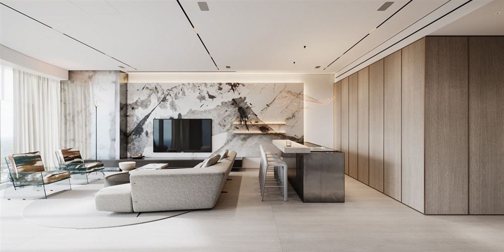 南昌室内装修中龙时代中心150平方米平层-现代简约风格室内设计家装案例