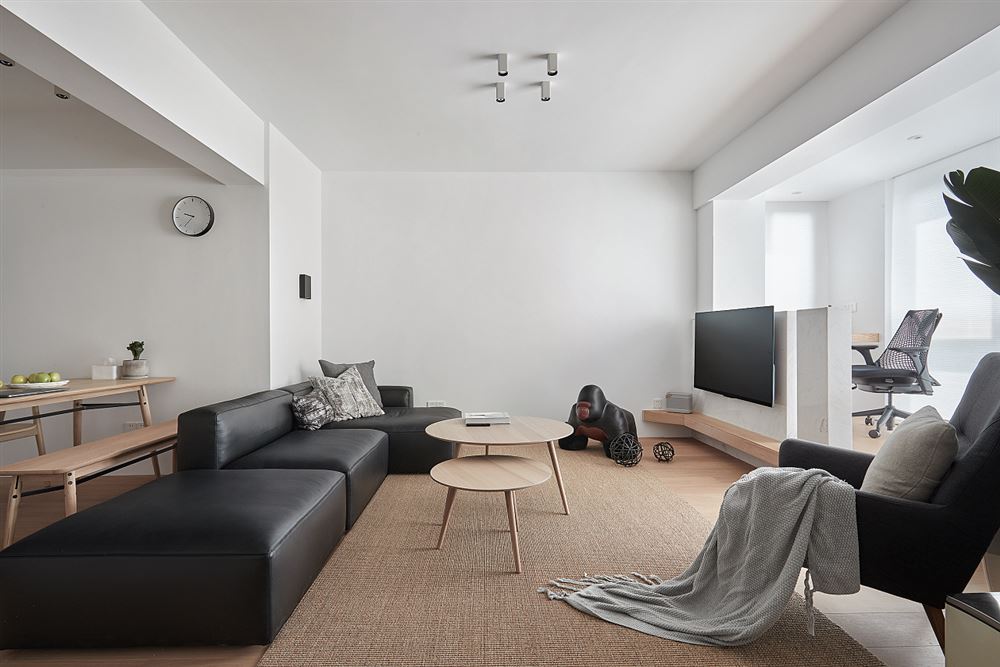 南昌装修设计万科金域中央108平方米三居-现代极简风格室内家装案例效果图