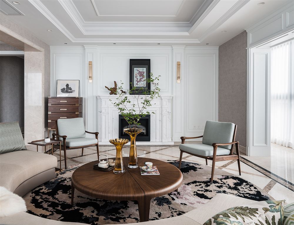 南昌室内装修保利紫山花园146平方米四居-美式轻奢风格室内设计家装案例