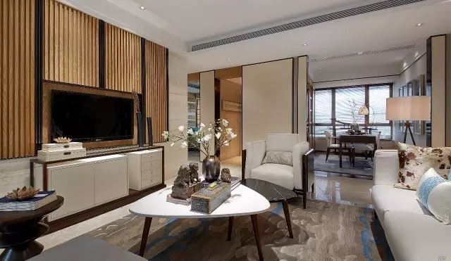 南昌室内装修金沙半岛128平方米三居-现代中式风格室内设计家装案例