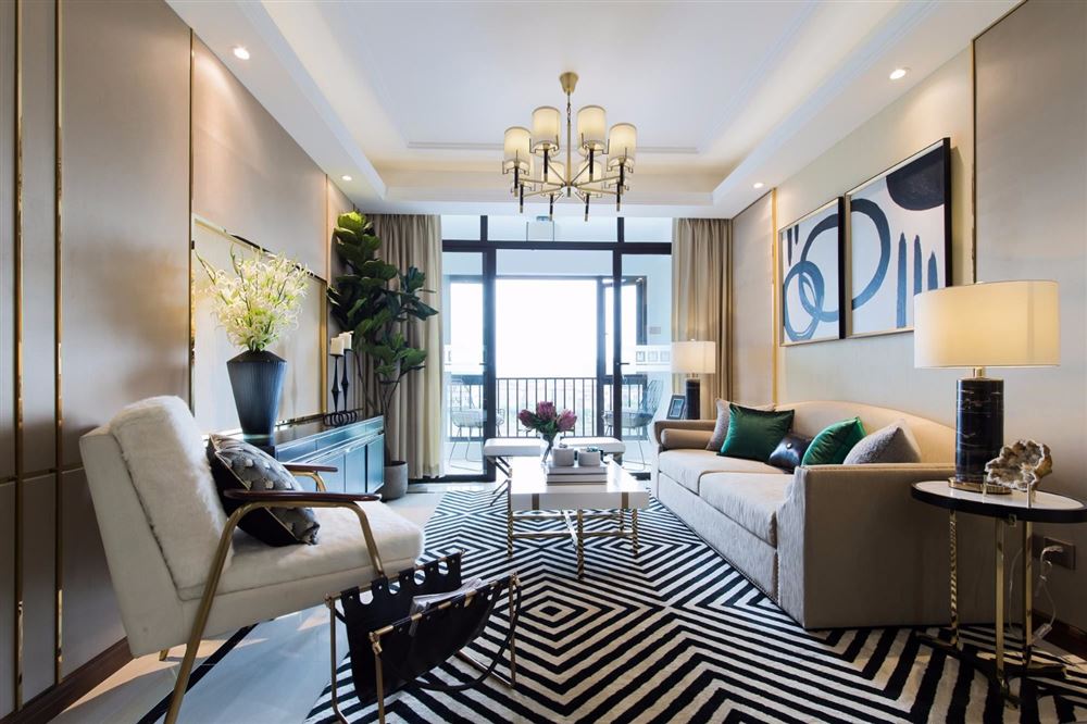 南昌室内装修雅居蓝湾98平方米三居-现代轻奢风格室内设计家装案例