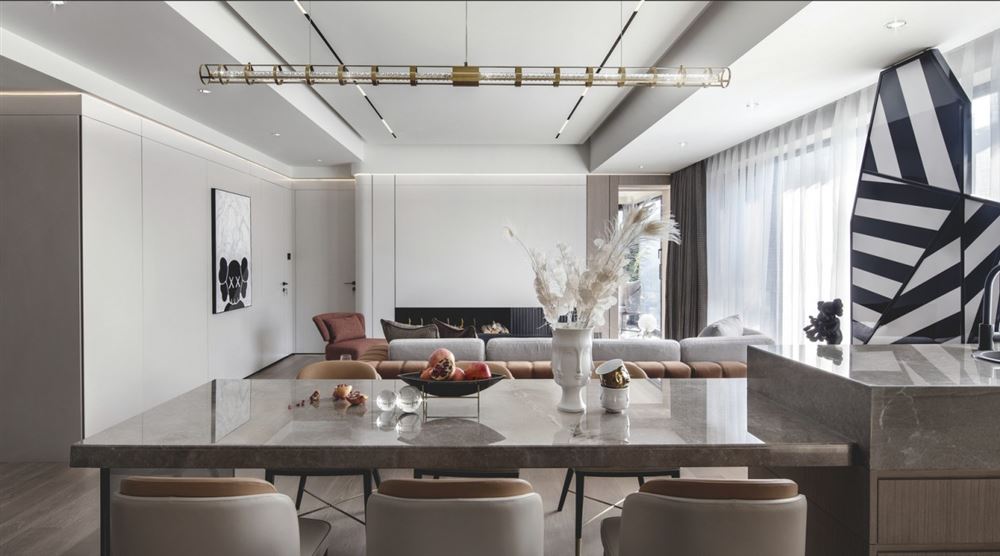 南昌室内装修美的御海东郡160平方米平层-现代轻奢风格室内设计家装案例