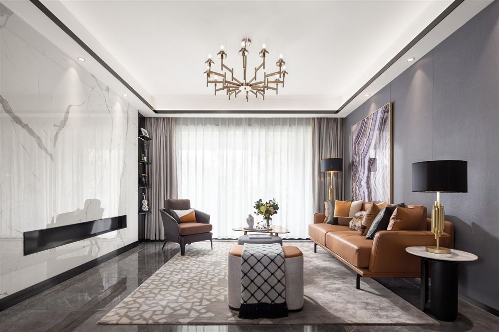 南昌室内装修雅居乐英伦首府135平米三居-现代轻奢风格室内设计家装案例